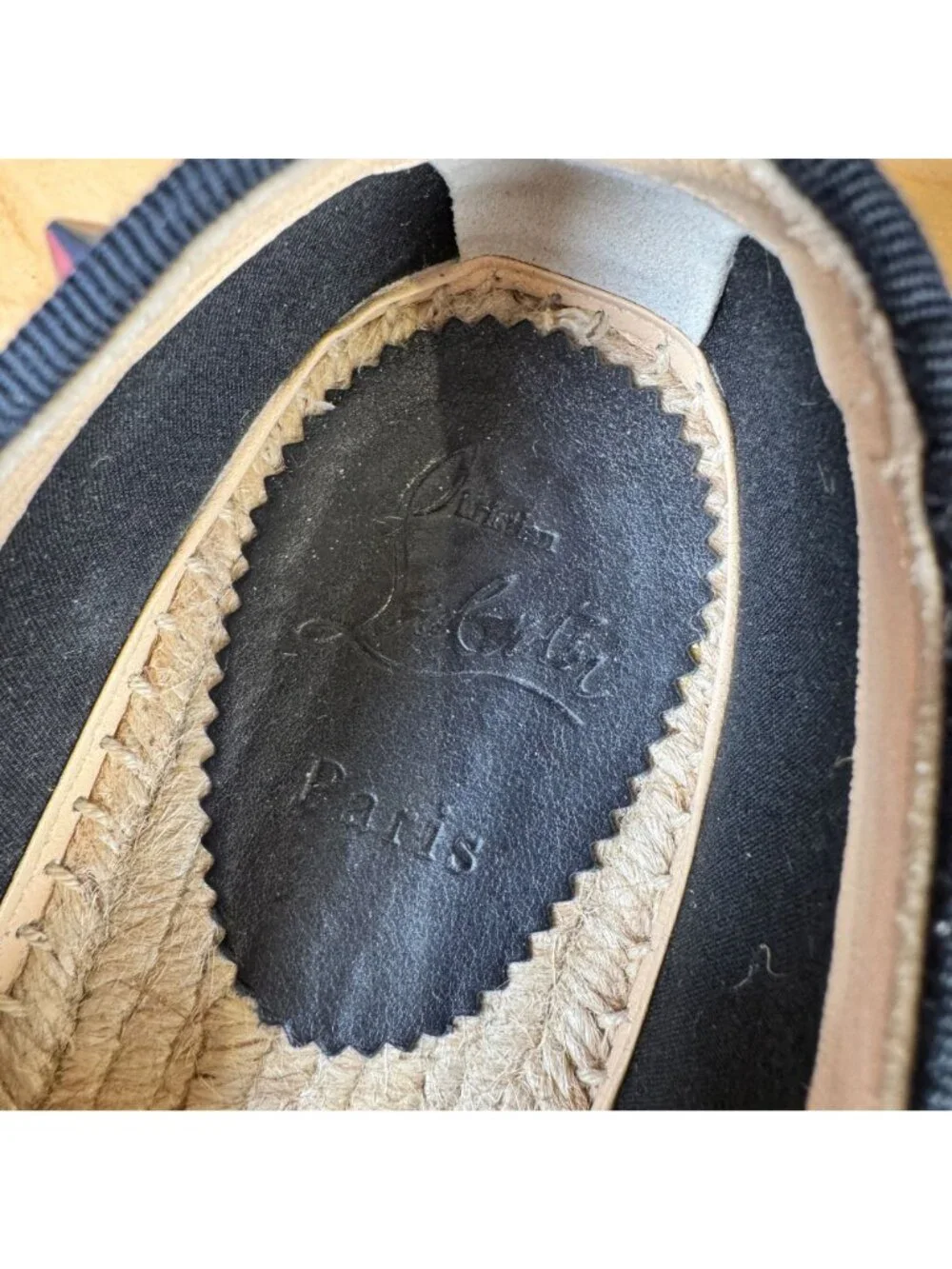 Christian Louboutin Espaboat Obscur Black Espadrille Spiked Shoes EU 42 US 12